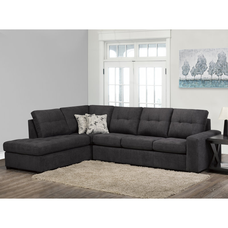 Latitude Run® Yeprem Dark Grey Fabric Tufted Sectional Sofa Right